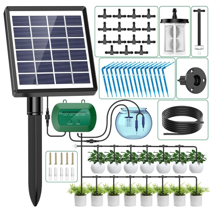 Urban Farming System - พลังงานแสงอาทิตย์อัจฉริยะชลประทานชุด 6V 2W ในตัว 1800mAh แบตเตอรี่ชลประทานสําหรับกระถางต้นไม้